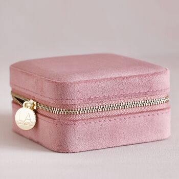 Rose Pink Velvet Square Travel Jewellery Case, 2 of 10