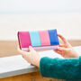 Recycled Leather Multicoloured Stripe Clutch Purse, thumbnail 4 of 8