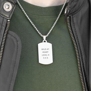 Personalised Men's Tiger's Eye Dog Tag Necklace, 4 of 8
