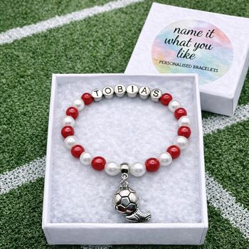 Personalised Football Bracelet Footballer Gift For Boys Or Girls, 2 of 12