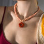 Peach Bead And Orange Flower Necklace, thumbnail 1 of 4