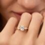 Two Ct Oval Moissanite Three Stone Engagement Ring, thumbnail 7 of 10