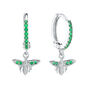 Ines Silver Green Bee Huggie Earrings, thumbnail 1 of 2