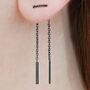 Rose Gold Plated Silver Short Chain Threader Earrings, thumbnail 4 of 7