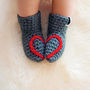 Handmade Baby Booties With Heart Or Snowflake, thumbnail 1 of 12