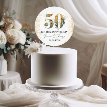 50th Wedding Anniversary Personalised Cake Topper, 2 of 8