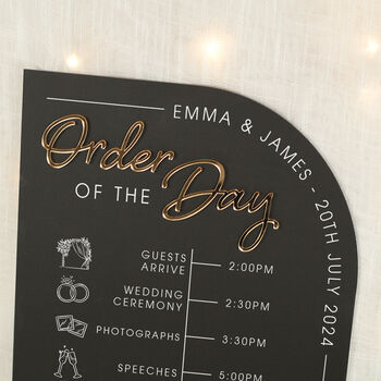 Modern Arch Acrylic Wedding Order Of The Day Timeline, 4 of 5