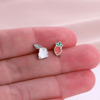 Sterling Silver Bunny And Carrot Earrings For Easter, 3 of 3