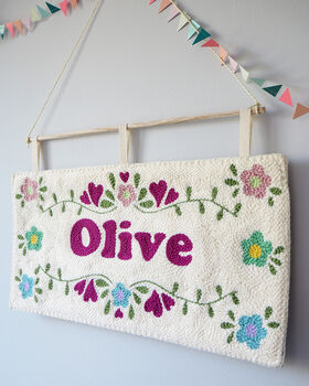 Floral Personalised Wall Hanging For Baby's Nursery, 2 of 6