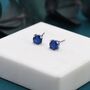 Sapphire Blue Cz Stud Earrings, thumbnail 4 of 9