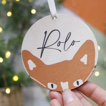 Personalised Wooden Cat Christmas Decoration, 7 of 11