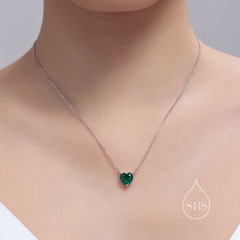 Sapphire Blue Cz Heart Pendant Necklace, 7 of 11