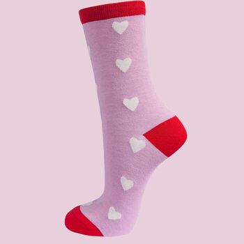 Women's Bamboo Socks Valentine's Day Pink Love Hearts, 2 of 3
