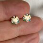 Electric Garden Gold Diamond And Gemstone Stud Earrings, thumbnail 4 of 5