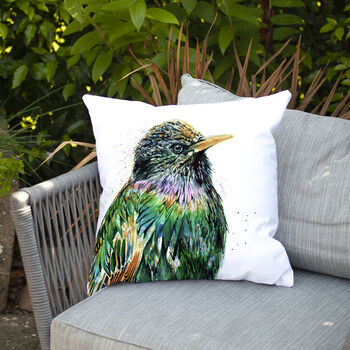 Inky Starling Water Resistant Outdoor Garden Cushion, 8 of 8