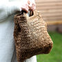 Straw Tote Bag Eco Friendly With Wooden Handles, thumbnail 5 of 12