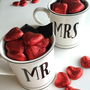 Chocolate Filled Mr And Mrs Typographic Mugs, thumbnail 1 of 4
