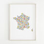 Floral Map Of France Print, thumbnail 1 of 4