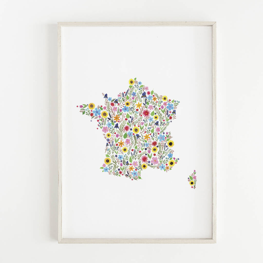 Floral Map Of France Print, 1 of 4