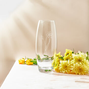 Engraved March Birth Flower 'Daffodil' Vase, 7 of 7