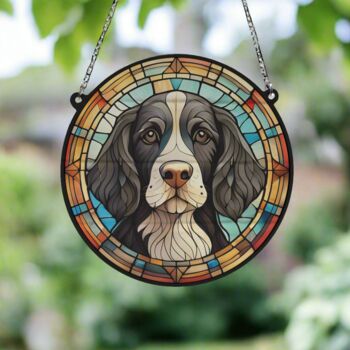 Springer Spaniel Black And White Stained Glass Effect Suncatcher, 2 of 5