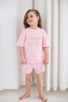 Personalised Embroidered Ages Birthday T Shirt And Shorts Set, 2 of 6