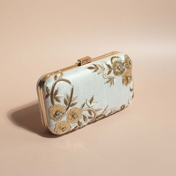 Jessie Ivory Floral Embroidered Clutch, 7 of 8