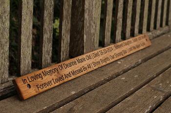 Wooden Engraved Memorial Bench Plaque, 2 of 11