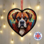 Boxer Stained Glass Effect Heart Suncatcher, thumbnail 1 of 6