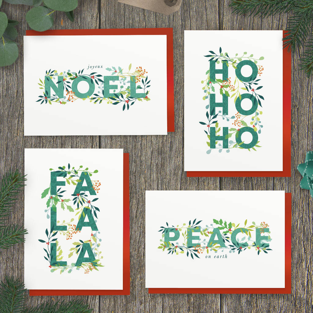 Pack Of Holly Jolly Christmas Cards, 1 of 5