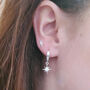 Sterling Silver Sparkle Cz Star Lightning Charm Huggie Hoop Earrings, thumbnail 2 of 8