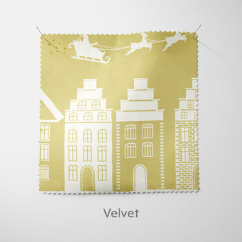 Personalised Gold Village Christmas Cushion, 7 of 7