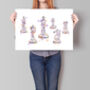 Chess Pieces Collage Poster, thumbnail 1 of 4