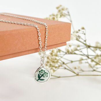 Green And White Floral Handmade Clay Necklace, 5 of 6