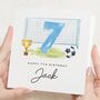 Football Themed 7th Birthday Card, thumbnail 1 of 7