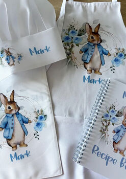 Personalised Kids Blue Bunny Baking Gift Set, 9 of 9