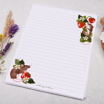 A5 Letter Writing Paper With Mice And Strawberry, 3 of 4