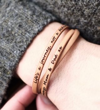 Personalised Message Leather Wrap Bracelet, 2 of 6