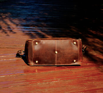 Genuine Leather Front Pocket Weekender, 6 of 11