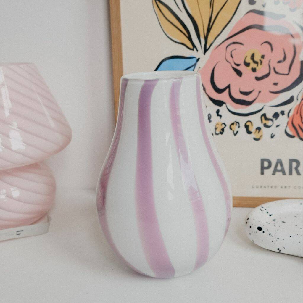 Ollie Lilac Stripe Vase, 1 of 2