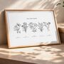 Personalised Family Birth Flower Print For Dad, thumbnail 6 of 7