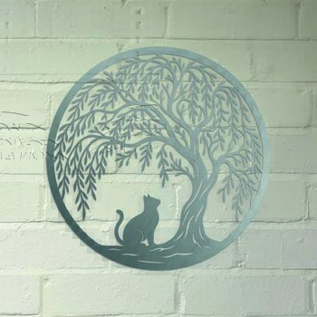 Cat Willow Tree Steel Garden Sculpture, 2 of 2