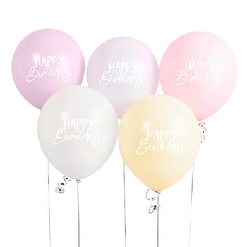 Five Rainbow 'Happy Birthday' Pastel Balloons, 2 of 2