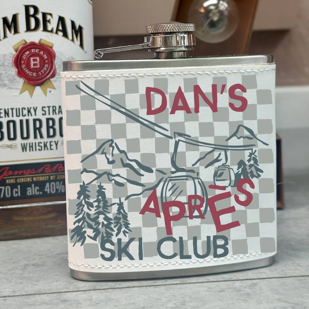 Personalised Apres Ski Club Hip Flask, 1 of 2