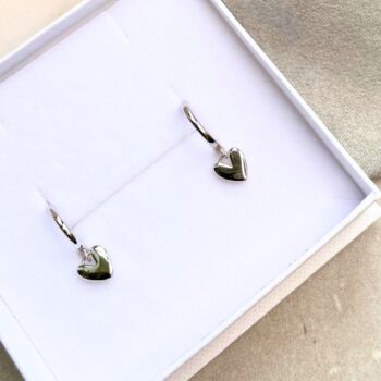 Christmas Gift Heart Earrings In Sterling Silver Or Gold, 4 of 6