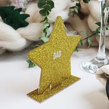 Personalised Gold Glitter Star Christmas Place Setting, 3 of 6