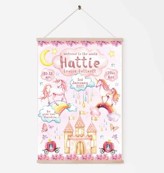 Personalised Keepsake Birth Print Rainbow Unicorns, 2 of 4