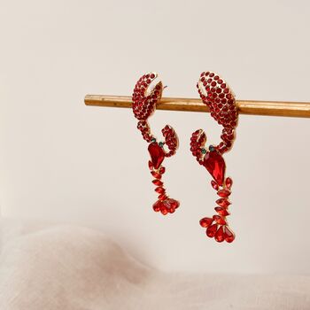 Rhinestone Lobster Earrings, 3 of 6