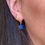 Blue Star Enamel Huggie Hoop Earrings, thumbnail 1 of 3