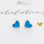 Mini Sterling Silver Blue Opal Heart Stud Earrings, thumbnail 6 of 9